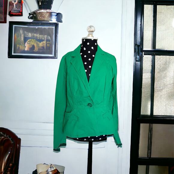 CAbi Womens Jacket Sz S Verde Green Single Button Blazer - Picture 3 of 10